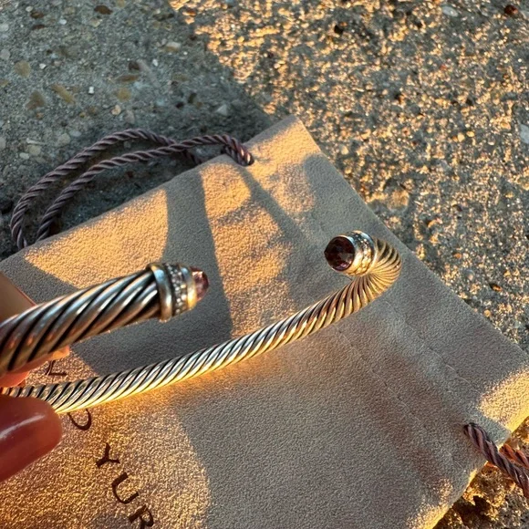 David Yurman cable bracelet w/ diamonds in silver - amethyst 5mm - Picture 3 of 6